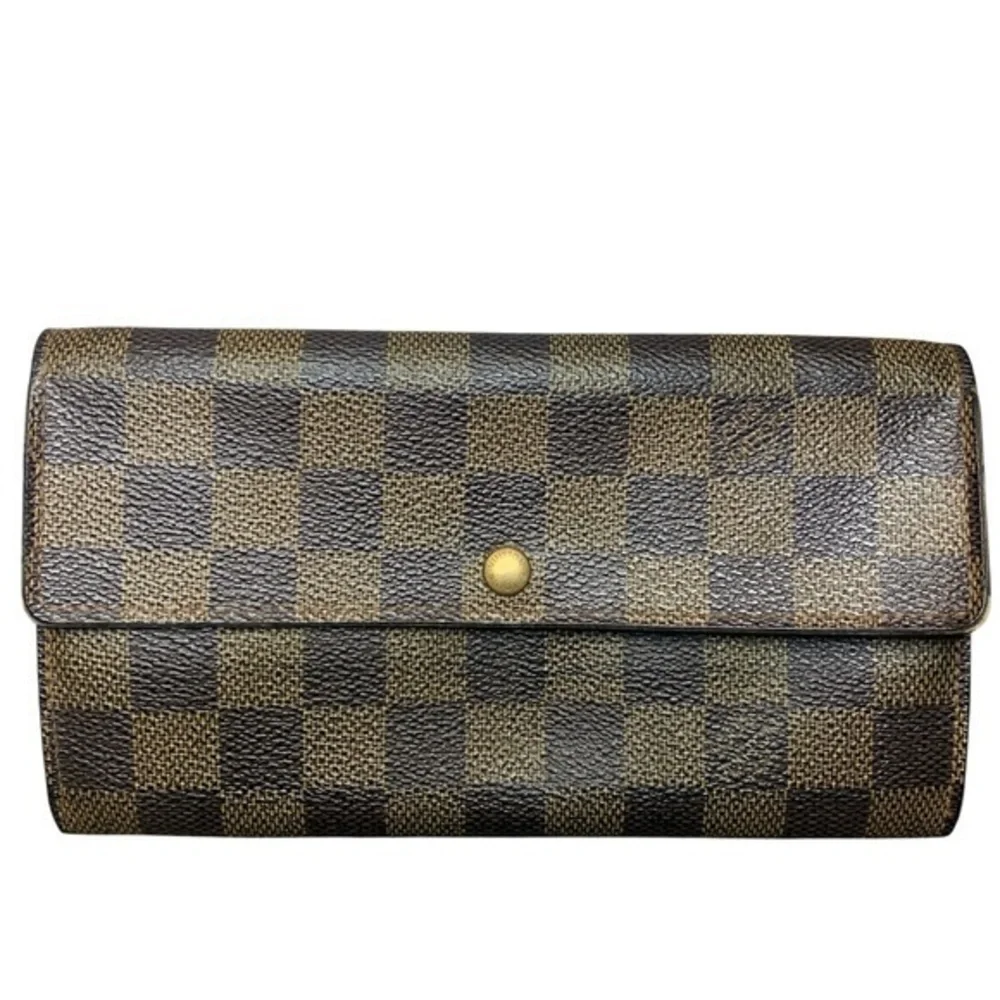 Louis Vuitton Damier Porte Feuille Sarah Long Bifold Wallet Brown